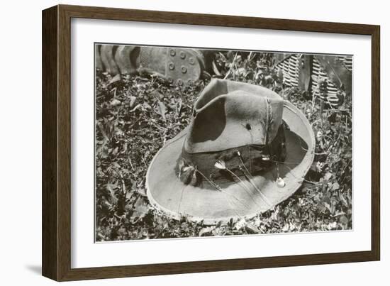 Hat with Fishing Lures-null-Framed Art Print