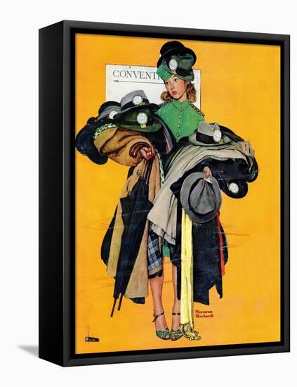 "Hatcheck Girl", May 3,1941-Norman Rockwell-Framed Stretched Canvas