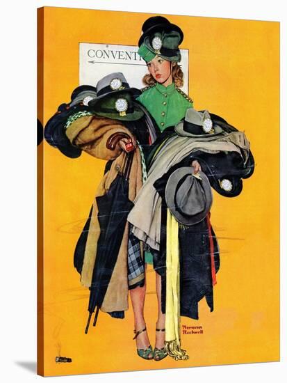 "Hatcheck Girl", May 3,1941-Norman Rockwell-Stretched Canvas