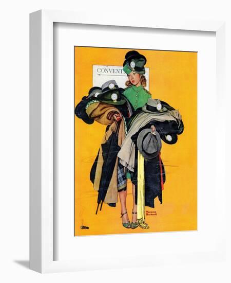 "Hatcheck Girl", May 3,1941-Norman Rockwell-Framed Giclee Print