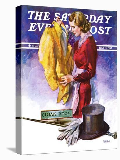 "Hatcheck Girl," Saturday Evening Post Cover, July 17, 1937-John LaGatta-Stretched Canvas