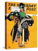 "Hatcheck Girl" Saturday Evening Post Cover, May 3,1941-Norman Rockwell-Stretched Canvas