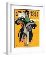 "Hatcheck Girl" Saturday Evening Post Cover, May 3,1941-Norman Rockwell-Framed Giclee Print