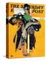 "Hatcheck Girl" Saturday Evening Post Cover, May 3,1941-Norman Rockwell-Stretched Canvas