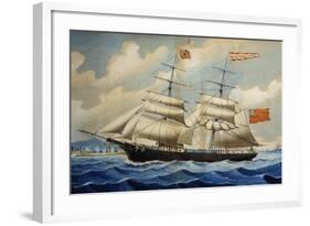Hatfield Brothers Brigantine Entering Harbor of Livorno-null-Framed Giclee Print