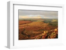 Hathersage Moor from Higger Tor, sunrise in autumn, Peak District National Park, Derbyshire, Englan-Eleanor Scriven-Framed Photographic Print