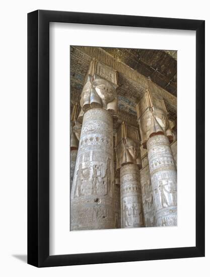 Hathor-Headed Columns, Hypostyle Hall, Temple of Hathor, Dendera, Egypt, North Africa, Africa-Richard Maschmeyer-Framed Photographic Print