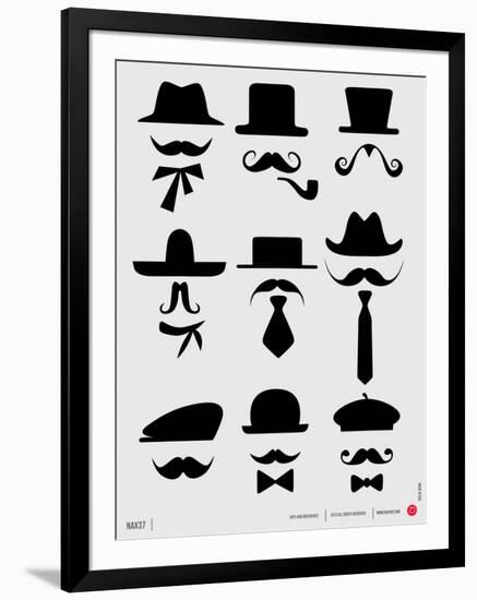 Hats and Mustaches Poster I-NaxArt-Framed Art Print