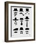 Hats and Mustaches Poster I-NaxArt-Framed Art Print