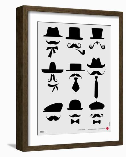 Hats and Mustaches Poster I-NaxArt-Framed Art Print