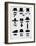 Hats and Mustaches Poster I-NaxArt-Framed Art Print