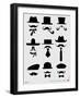 Hats and Mustaches Poster I-NaxArt-Framed Art Print