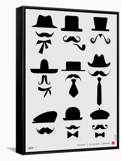 Hats and Mustaches Poster I-NaxArt-Framed Stretched Canvas