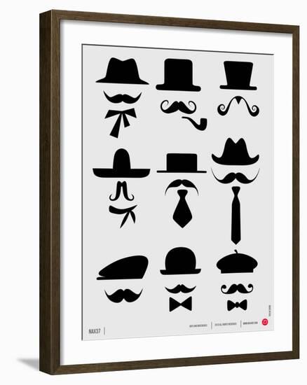 Hats and Mustaches Poster I-NaxArt-Framed Art Print