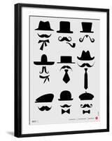 Hats and Mustaches Poster I-NaxArt-Framed Art Print