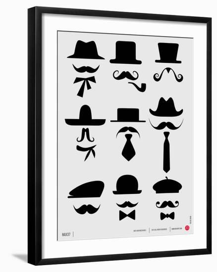 Hats and Mustaches Poster I-NaxArt-Framed Art Print