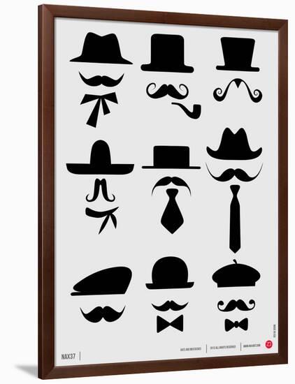 Hats and Mustaches Poster I-NaxArt-Framed Art Print