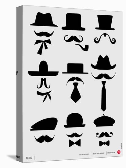 Hats and Mustaches Poster I-NaxArt-Stretched Canvas