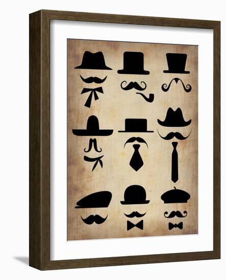 Hats Glasses and Mustaches-NaxArt-Framed Art Print