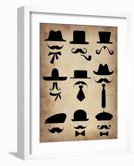 Hats Glasses and Mustaches-NaxArt-Framed Art Print