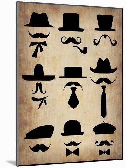 Hats Glasses and Mustaches-NaxArt-Mounted Art Print