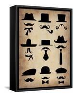 Hats Glasses and Mustaches-NaxArt-Framed Stretched Canvas