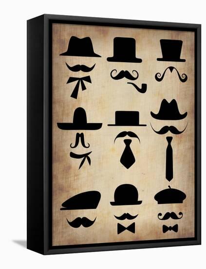 Hats Glasses and Mustaches-NaxArt-Framed Stretched Canvas