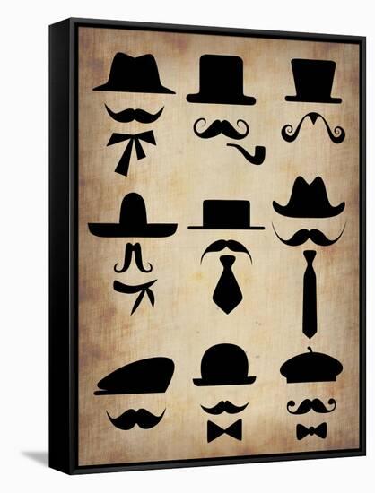 Hats Glasses and Mustaches-NaxArt-Framed Stretched Canvas