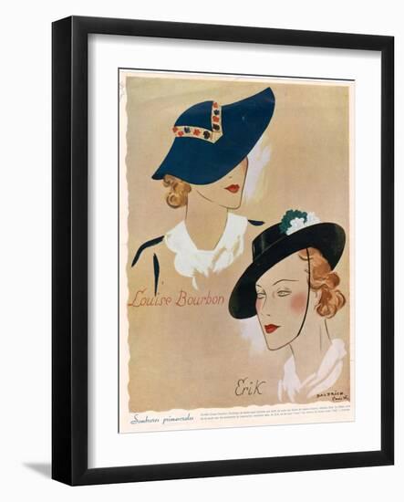 Hats, Magazine Plate, France, 1936-null-Framed Giclee Print