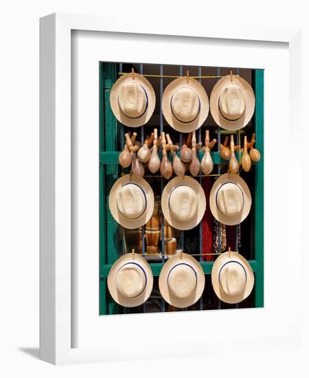 Hats, Musical Instruments,Religious Necklaces and Other Traditional Craft for Sale in Havana-Kamira-Framed Photographic Print