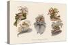 Hats Profusely Ornamented with Feathers Bows Ribbons and Flowers-null-Stretched Canvas