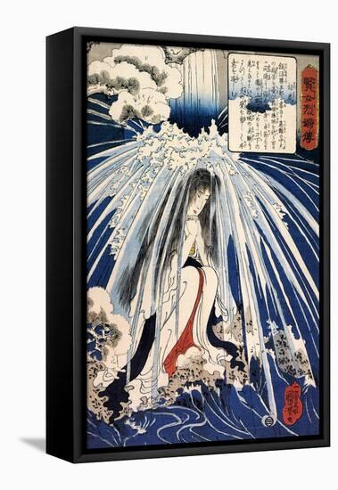 Hatsuhana Doing Penance under the Tonosawa Waterfall-Kuniyoshi Utagawa-Framed Stretched Canvas