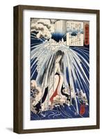 Hatsuhana Doing Penance under the Tonosawa Waterfall-Kuniyoshi Utagawa-Framed Giclee Print