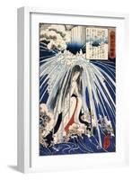 Hatsuhana Doing Penance under the Tonosawa Waterfall-Kuniyoshi Utagawa-Framed Giclee Print