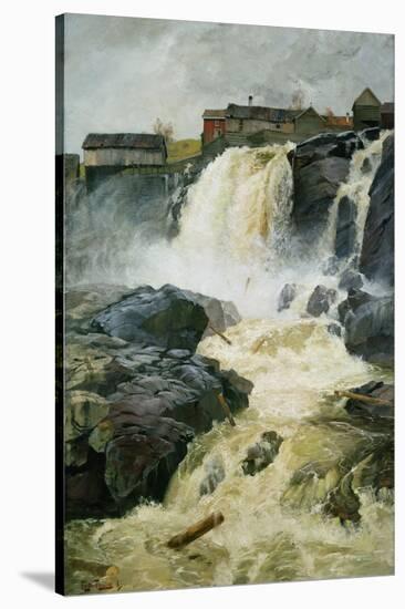 Haug falls, Modum, 1883 oil on panel-Fritz Thaulow-Stretched Canvas