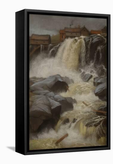 Haug falls, Modum, 1883 pastel on paper-Fritz Thaulow-Framed Stretched Canvas