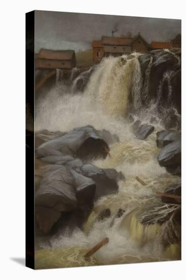 Haug falls, Modum, 1883 pastel on paper-Fritz Thaulow-Stretched Canvas