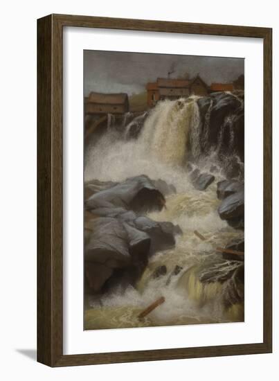 Haug falls, Modum, 1883 pastel on paper-Fritz Thaulow-Framed Giclee Print