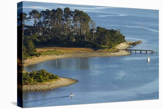 Haulashore Island and Paddleboarder, Tasman Bay, Nelson, New Zealand-David Wall-Stretched Canvas