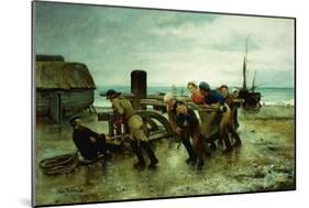 Hauling a Ship-Henry Bacon-Mounted Giclee Print