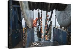 Hauling in Dragger Net Filled with Haddock (Melanogrammus Aeglefinus)-Jeff Rotman-Stretched Canvas