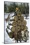 Hauling Logs with a Horse-Drawn Sledge in Northern Wisconsin, 1880s-null-Stretched Canvas