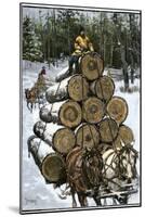 Hauling Logs with a Horse-Drawn Sledge in Northern Wisconsin, 1880s-null-Mounted Giclee Print