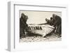 Hauling one of the 'Lusitania's' lifeboats onto the beach, Ireland, 8 May 1915-Clarke & Hyde-Framed Photographic Print