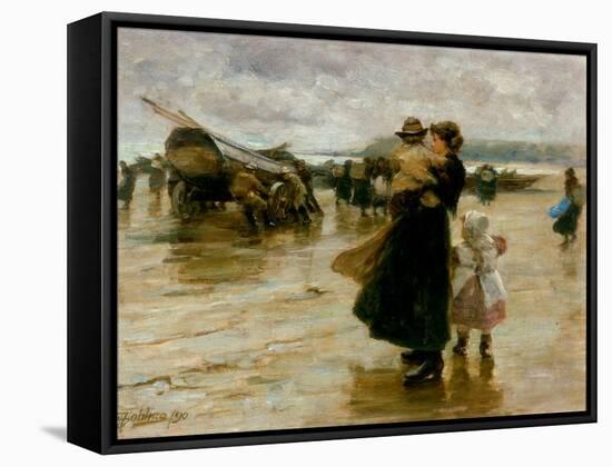 Hauling the Boats, 1890-Robert Jobling-Framed Stretched Canvas