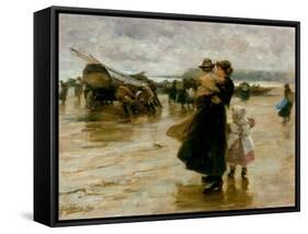 Hauling the Boats, 1890-Robert Jobling-Framed Stretched Canvas