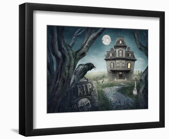 Haunted House-egal-Framed Art Print