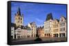 Hauptmarkt, Main Market Square, with St. Gangolf Church and Steipe Building, Trier, Moselle River, -Hans-Peter Merten-Framed Stretched Canvas