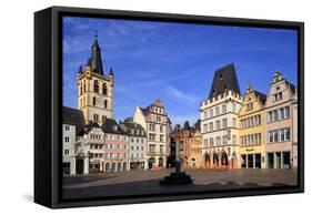 Hauptmarkt, Main Market Square, with St. Gangolf Church and Steipe Building, Trier, Moselle River, -Hans-Peter Merten-Framed Stretched Canvas