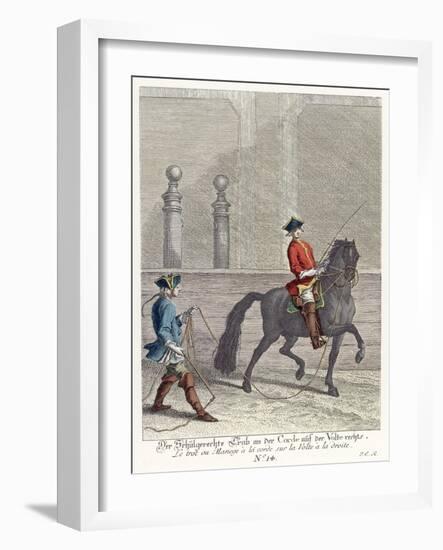 Haute Ecole: Trotting the Horse in a Circle by Means of a Cord Attached to the Bridle-null-Framed Art Print